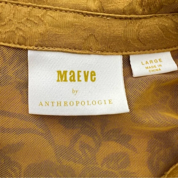 Anthropologie Maeve Lydia Gold Floral Burnout Wrap Blouse - Picture 4 of 8